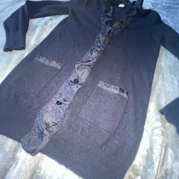 J Crew Mix Media Cardigan Size Medium Black - Picture 6 of 9